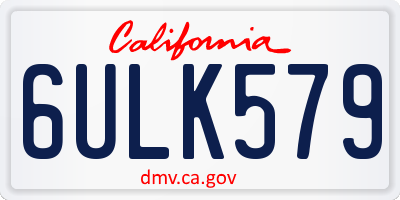 CA license plate 6ULK579