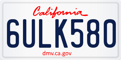 CA license plate 6ULK580