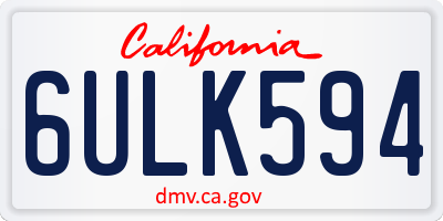 CA license plate 6ULK594