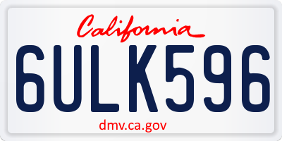 CA license plate 6ULK596