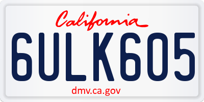 CA license plate 6ULK605