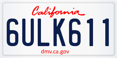 CA license plate 6ULK611