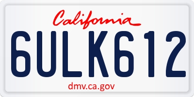 CA license plate 6ULK612