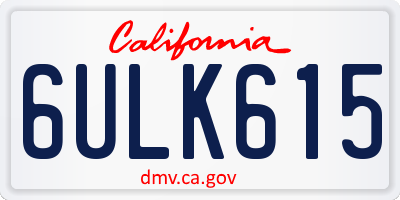 CA license plate 6ULK615