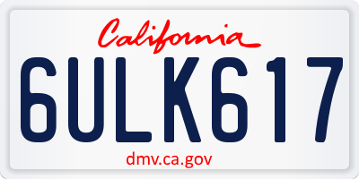 CA license plate 6ULK617
