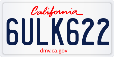 CA license plate 6ULK622