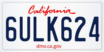 CA license plate 6ULK624
