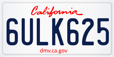 CA license plate 6ULK625