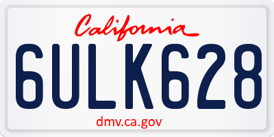 CA license plate 6ULK628