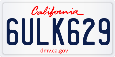 CA license plate 6ULK629