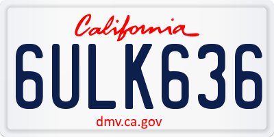 CA license plate 6ULK636