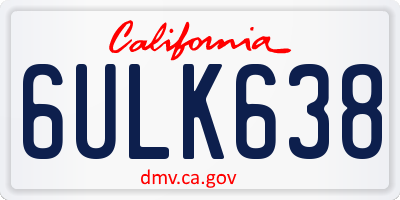CA license plate 6ULK638