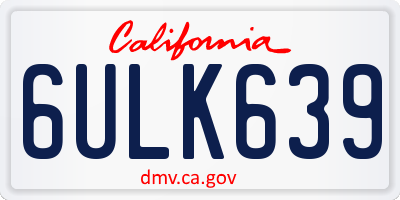 CA license plate 6ULK639