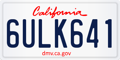 CA license plate 6ULK641