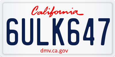 CA license plate 6ULK647