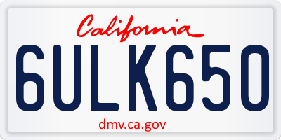 CA license plate 6ULK650