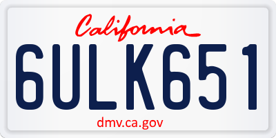 CA license plate 6ULK651