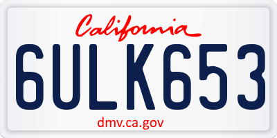 CA license plate 6ULK653