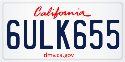 CA license plate 6ULK655