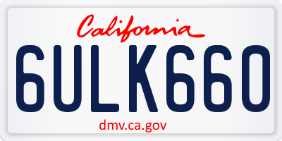 CA license plate 6ULK660