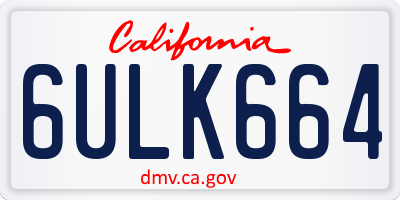 CA license plate 6ULK664