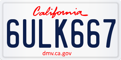 CA license plate 6ULK667