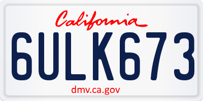 CA license plate 6ULK673
