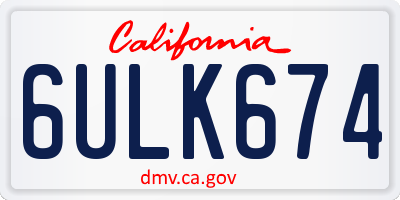 CA license plate 6ULK674