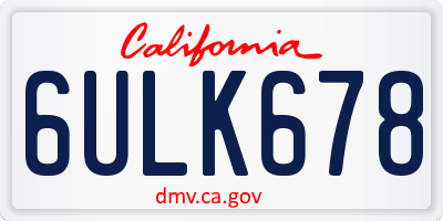 CA license plate 6ULK678