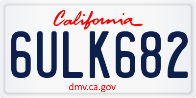 CA license plate 6ULK682