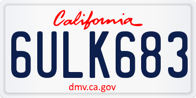 CA license plate 6ULK683
