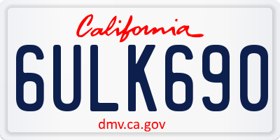 CA license plate 6ULK690
