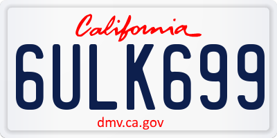 CA license plate 6ULK699