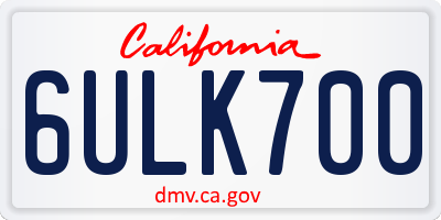 CA license plate 6ULK700