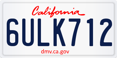 CA license plate 6ULK712