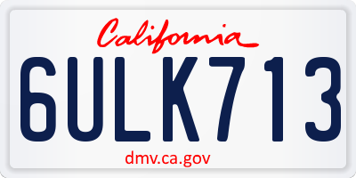 CA license plate 6ULK713
