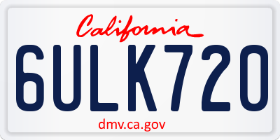 CA license plate 6ULK720