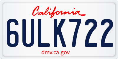 CA license plate 6ULK722