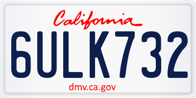 CA license plate 6ULK732