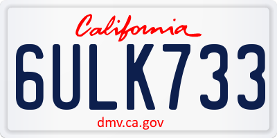 CA license plate 6ULK733
