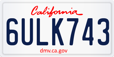CA license plate 6ULK743