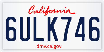 CA license plate 6ULK746