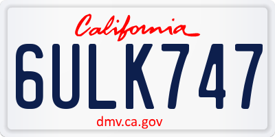 CA license plate 6ULK747