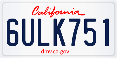CA license plate 6ULK751