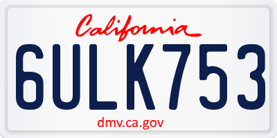 CA license plate 6ULK753