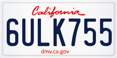 CA license plate 6ULK755