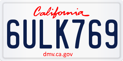 CA license plate 6ULK769