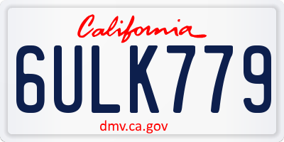 CA license plate 6ULK779