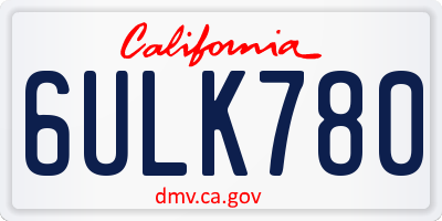 CA license plate 6ULK780