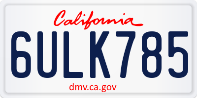 CA license plate 6ULK785